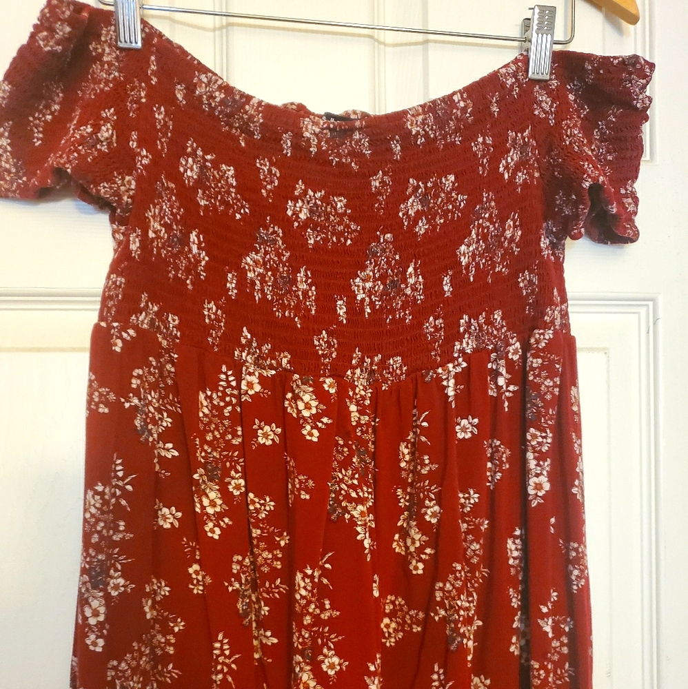 Strapless red long dress